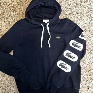 Lacoste Men's Dark Blue Hoodie with Logo Accents